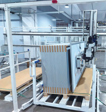 LCSOLAR factory interior showing solar panel manufacturing