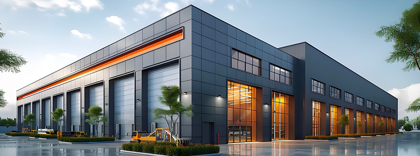 LCSOLAR factory exterior view with solar panel production